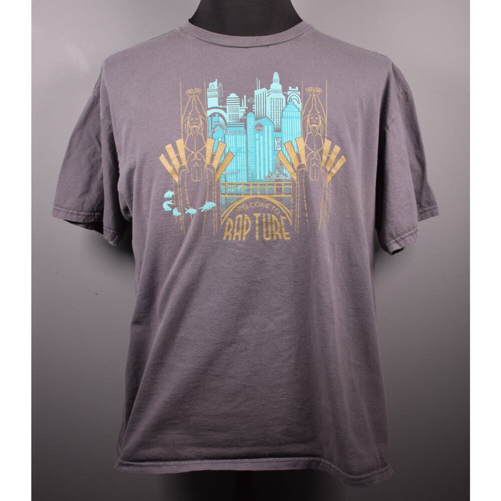 Bioshock T-Shirt Welcome to Rapture NYC Skyline Graphic Short Sleeve Size XL